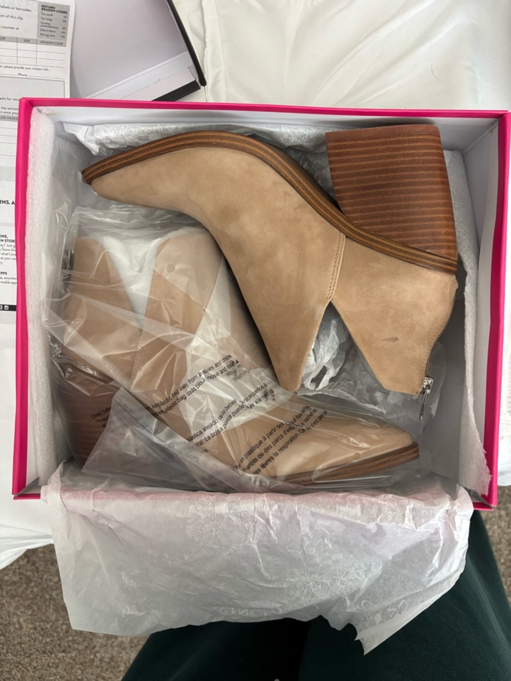 Vince Camuto Beige Pointed-Toe Cutout Ankle Boots